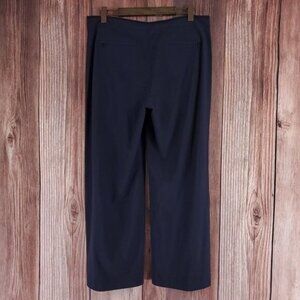 Athleta Gramercy Track Trouser Womens Size 14P Navy Black Wide Leg Pants 376009